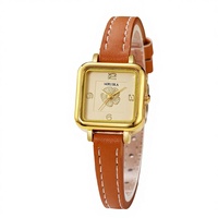 Nouvelle montre pour femme à quartz, style carré, motif fleur de camélia, style Mori, au design frais, élégante et tendance, avec un toucher haut de gamme, pour étudiante