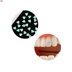 Trendy dental jewelry diamond cut green opal fashion shape tooth decor flat mini stone 3mm synthetic tooth gems
