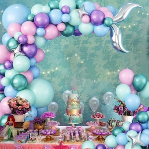 Decoración para Fiesta de <span class=keywords><strong>Cumpleaños</strong></span> Infantil con Temática de Sirena, Globo de Aluminio con Forma de Cola de Sirena y Globo de Látex Morado, Juego de Guirnaldas de Globos para Fiesta - Product Image 4