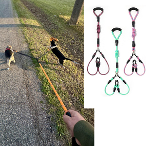 Double Dog Leash for Two Dogs Detachable 360° Swivel Leash with Reflective Strips for Walking Training Small Medium Large Dogs