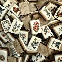 Ensemble de 160 tuiles de mahjong américaines gravées en bois, bleu nacré, malachite