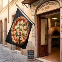 Bannière publicitaire personnalisée pour pizza italienne, en polyester non tissé, résistante aux UV, rectangulaire, pour promotion extérieure, impression numérique