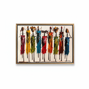 Printed <b>Canvas</b>: African People Print, Stained Glass Wall Art,GOLD <b>FRAMED</b> <b>CANVAS</b> - Product Image 2