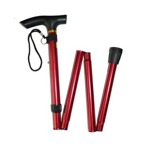 Canne de marche pliable rouge en alliage d'aluminium télescopique pour personnes âgées en extérieur - Product Image 1