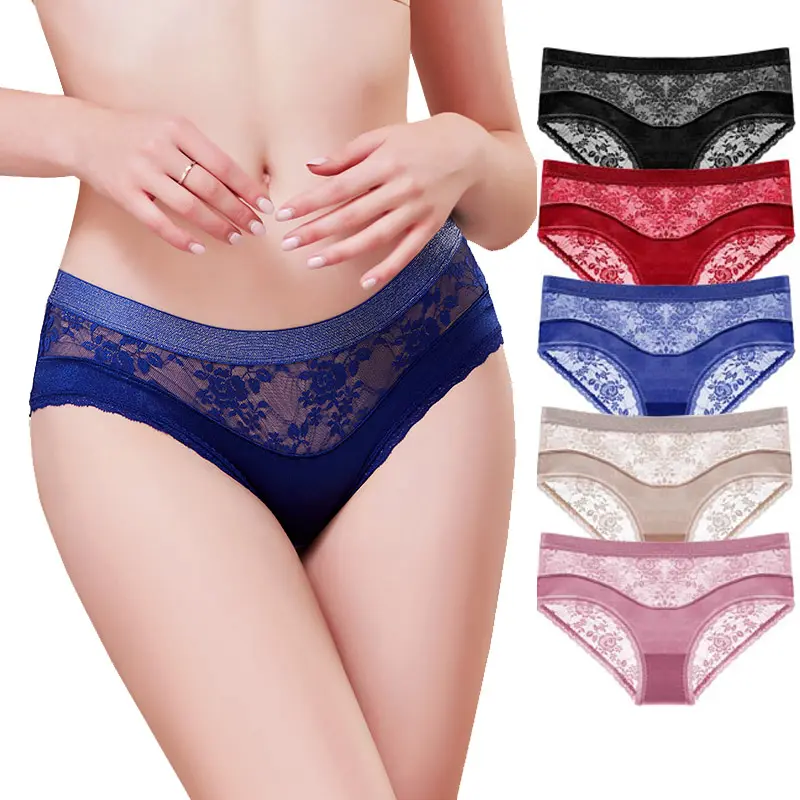 RTS breathable girls sexy fancy ladies lace underwear different color different sizes low waist women lace panties