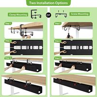 Organisateur de câbles en tissu D5700 pour table, sans perçage, plateau de gestion des câbles sous le bureau pour le bureau et la maison