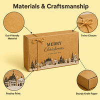 Boîte cadeau en papier kraft pour expédition, Noël, écologique, recyclable, biodégradable, emballage en papier naturel durable