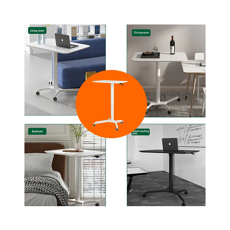 Alluminiim OEM Möbel Pneumatische Höhe Verstellbares Heben Kaffee Laptop Tisch Büro Stehender beweglicher Schreibtisch für Büro Schlafzimmer