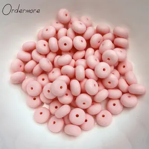 Odermore BD5 makanan kelas bpa bebas warna kustom bayi mengunyah 14mm 23mm silikon abakus manik-manik untuk membuat perhiasan