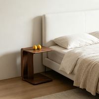 Table basse en bois massif en forme de C, design moderne, table d'appoint portable pour le salon