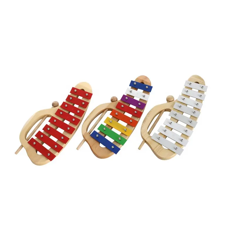 Baby Wooden Colorful 8 Tones Metallophone Musical Instrument With 8 Keys For Kids