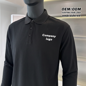 Vente en gros de polos pour hommes 100% coton, t-shirts à manches longues personnalisés, chemises de travail brodées avec logo d'entreprise, vêtements professionnels - Product Image 3