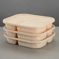 Contenants de préparation de repas biodégradables à 4 compartiments avec couvercles, 38 oz, empilables, compatibles micro-ondes et congélateur, étanches, boîte à lunch à emporter