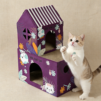Maison pour chat en carton ondulé recyclable et réutilisable, lit pour chat écologique vert, vente en gros directe d'usine pour le commerce extérieur
