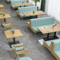Meubles de restaurant occidental moderne, salon de thé, café : Chaise de salle à manger en bois massif, canapé, table avec structure métallique pour appartement, hôtel, cantine
