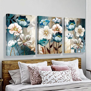 3 piezas azul flor de loto lienzo pared arte 12 \ "X16 \" acuarela Floral cuadro decoración pinturas para sala de estar o dormitorio hogar - Product Image 1