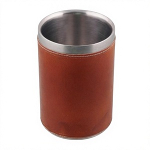 Luxury Classic Double Wall Stainless Steel Wine Chiller Floral Pattern PU Leather <b>Cover</b> 5L Capacity Durable for Keeping Wine - Product Image 1