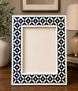 Luxury <b>Wooden</b> Portrait <b>Frame</b> with Geometric Bone Inlay Craftwork for Tabletop Family Memory Decoration - Product Image 6