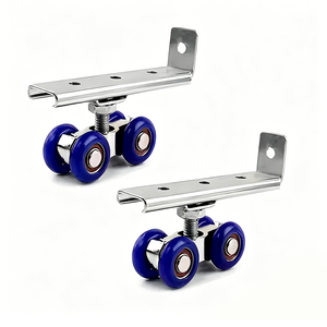 Kit de roulettes métalliques à 4 roues pour meubles, avec roulement à billes, pour porte de <span class=keywords><strong>placard</strong></span>, armoire ou porte de grange - Product Image 1