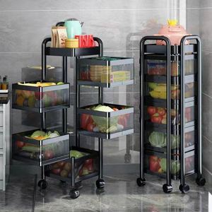 Mensola rotante da <span class=keywords><strong>cucina</strong></span> ceste di 360 gradi cremagliera per frutta e verdura da pavimento rotonda multifunzione per uso domestico <span class=keywords><strong>con</strong></span> ruote - Product Image 3
