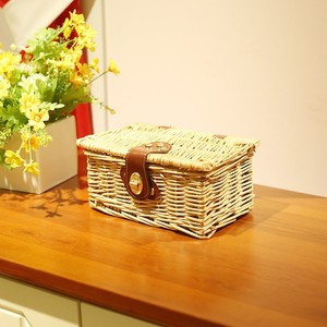 Panier de pique-nique de vaisselle d'extérieur isolé avec poignée en bois panier de nourriture de puce de rotin pour les pique-niques et la couverture - Product Image 3