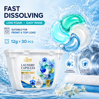 Capsules de lessive écologiques jetables JIETI, parfum brise marine, 30 pièces, 4 en 1, nettoyage en profondeur, protection des couleurs, pour vêtements, automatiques