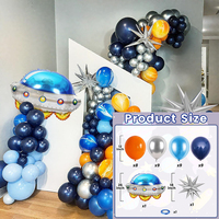 Kit d'arche de ballons Astronaute Spatial, Ballons en aluminium UFO et étoiles, Décorations de fête d'anniversaire pour enfants sur le thème de l'espace et de la galaxie
