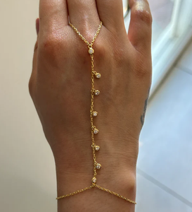 Joyería de moda, pulsera de cadena de mano chapada en oro de 18 quilates, anillo de dedo, encanto ajustable, elegante, delicado, Bling, cristal, <span class=keywords><strong>Zirconia</strong></span> cúbica - Product Image 1