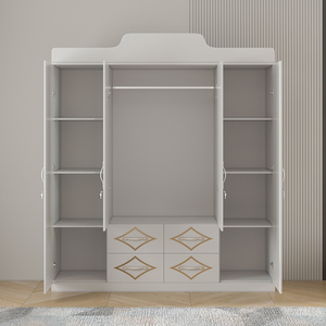 <span class=keywords><strong>Armadio</strong></span> Bianco per Camera da Letto a <span class=keywords><strong>Quattro</strong></span> <span class=keywords><strong>Ante</strong></span> <span class=keywords><strong>con</strong></span> <span class=keywords><strong>Specchio</strong></span>, Guardaroba in Legno di Alta Qualità di Grandi Dimensioni - Product Image 5