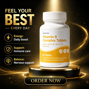 Tabletas de Complejo Vitamínico B OEM/ODM, <span class=keywords><strong>B12</strong></span>, B1, <span class=keywords><strong>B2</strong></span>, B3, B5, B6, B7, B9, Ácido Fólico, Suplemento Alimenticio - Product Image 2