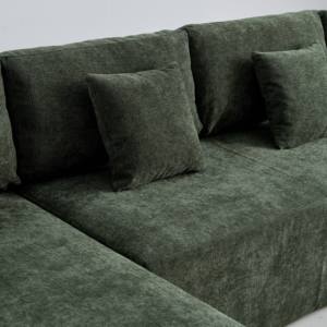 ชุดโซฟาผ้ากำมะหยี่หลายส่วนแบบบีบอัดสูงแบบทันสมัยหมอนทรงสี่เหลี่ยมตกแต่งแบบหรูหราโซฟาอพาร์ทเมนต์วิลล่าสีเทาเข้ม - Product Image 5