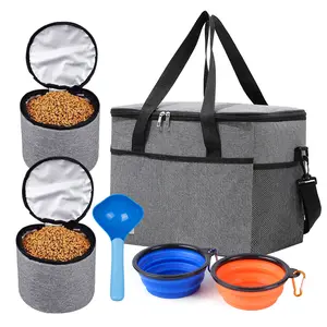 New Foldable Soft Portable Carrier Bag with Shovel Travel Weekend Picnic Bag with Dog Snack Pet Carrier Bag Outdoor Food Bowl