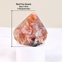 Prix de gros Tour brute hématoïde en cristal Pierre naturelle Reiki Quartz de feu rouge Point demi-poli pour la guérison