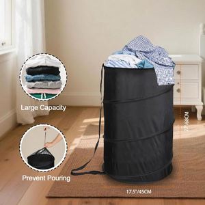 Panier à linge pliable extra large 107L en tissu Oxford léger et robuste avec longues sangles et cordon de serrage - Product Image 5