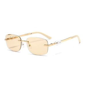 Lunettes de soleil classiques <span class=keywords><strong>Crti</strong></span> Gold, lunettes de marque, lunettes de soleil de luxe, lunettes de soleil de créateur, lunettes en métal sans monture, lunettes anti-UV - Product Image 5