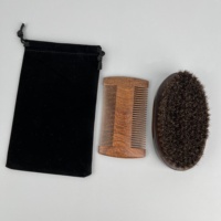 Ensemble de soins de la barbe pour homme en bois de hêtre de haute qualité, brosse à barbe en poils de cheval, peigne, brosse à raser et kit de toilettage pour homme