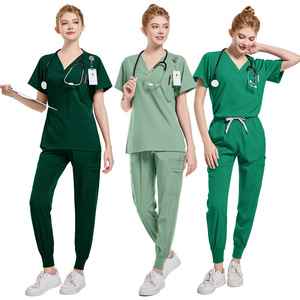 Women Medical <b>Scrub</b> Set V Neck Short Sleeve Pants Moisture Wicking Quick Dry Hospital Uniforms Casual Comfortable Stretch Fit - Product Image 3