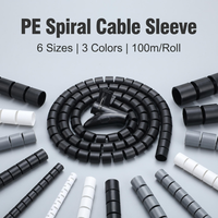 Organisateur de câbles PE 8mm-30mm, gaine de câble, tube spiralé coloré pour gestion des fils d'ordinateur
