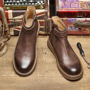 Nouvelles bottes chukka imperméables pour homme, style britannique, bout rond, en cuir de vache, pour l'hiver - Product Image 4