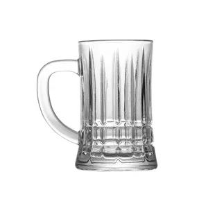 Bán buôn tùy chỉnh sọc trong suốt bia cốc thủy tinh/cup/Stein với xử lý chất lượng cao sử dụng nhà rượu vang drinkware