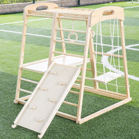Set de Juego Montessori de Madera para Escalar, con Tienda de Campaña, Tobogán y Red de Escalada, Ecológico, Colorido, para Interiores y Exteriores, Gimnasio de Escalada Tipo Jungla