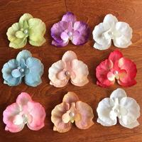 Fleurs artificielles en soie, têtes d'orchidées Phalaenopsis sérigraphiées, pinces à cheveux DIY, décorations pour gâteaux et tables de desserts