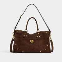 Sac à main bandoulière pour femme Niche Rivet en daim givré, grande capacité, avec trois sangles et fermeture éclair