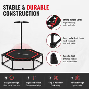 <span class=keywords><strong>Trampoline</strong></span> de fitness hexagonal pliable avec poignée en T, 54 cordes élastiques, silencieux, pour exercices en intérieur - Product Image 4