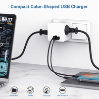 Prise CE KEMA avec cube de prises, rallonge électrique, 2 USB 3.4A, chargeur rapide, courant nominal 16A, usage domestique, UE