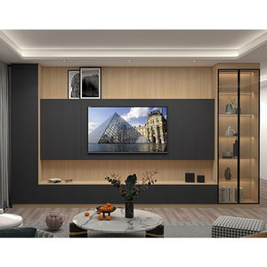 Prix d'usine Mobilier de salon design de style moderne Étagère flottante Meuble de <span class=keywords><strong>console</strong></span> TV mural en bois de chêne Armoire de support - Product Image 5