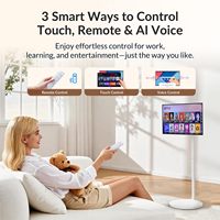Téléviseur intelligent portable de 27 pouces avec Android 14, télécommande vocale avec batterie, pour la chambre à coucher, les fêtes de sport et le camping, grand écran tactile