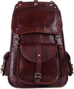 विंटेज 17 इंच चमड़े लैपटॉप बैग आकस्मिक Bookbag Daypack डेरा डाले हुए यात्रा रूकसाक चमड़े के बैग पुरुषों के लिए बिक्री
