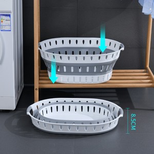 Cesto de Ropa Plegable de Plástico Hueco al por Mayor de Fábrica con Asa, Cesto de Almacenamiento de Ropa Sucia para el Hogar, Moderno y Minimalista, Ovalado - Product Image 1