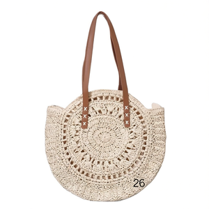 Borsa Tote Rotonda in Carta Intrecciata Traforata 45cm, Borsa da Spiaggia Estiva per Donna - Product Image 1